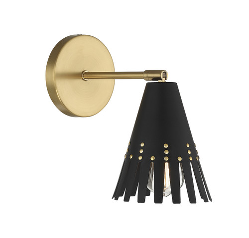 1-Light Adjustable Wall Sconce in Matte Black with Natural Brass (M90103MBKNB)