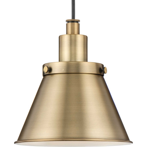 Hinton Collection One-Light Vintage Brass Modern Farmhouse Pendant (P500383-163)