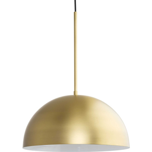Perimeter Collection One-Light Brushed Gold Mid-Century Modern Pendant with metal Shade (P500379-191)