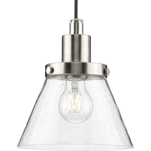 Hinton Collection One-Light Brushed Nickel Modern Farmhouse Pendant (P500382-009)