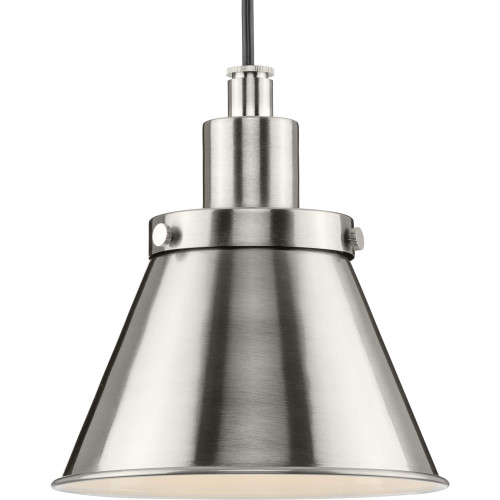 Hinton Collection One-Light Brushed Nickel Modern Farmhouse Pendant (P500383-009)