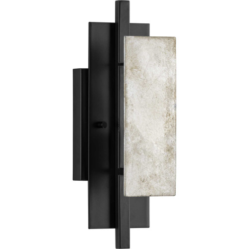Lowery Collection One-Light Matte Black/Aged Silver Leaf Industrial Luxe Wall Sconce (P710100-31M)