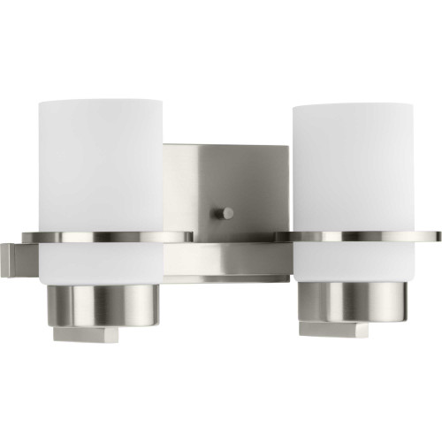 Reiss Collection Two-Light Modern Farmhouse Brushed Nickel Vanity Light (P300414-009)