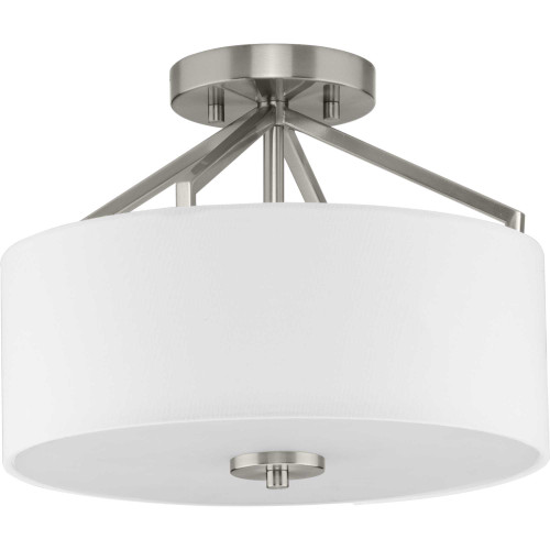 Goodwin Collection 13 in. Two-Light Brushed Nickel Modern Farmhouse Semi-Flush Mount Convertible (P350239-009)