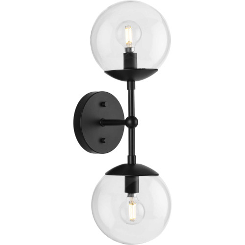 Atwell Collection Two-Light Matte Black Mid-Century Modern Wall Sconce (P710114-31M)