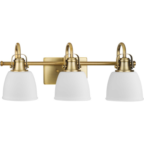 Presto Collection Three-Light Coastal Vintage Brass Bath and Vanity Light (P300428-163)