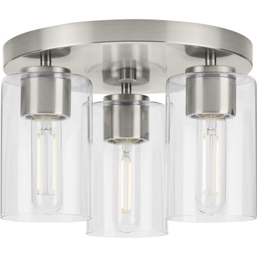Cofield Collection 12 in. Three-Light Brushed Nickel Transitional Flush Mount (P350237-009)