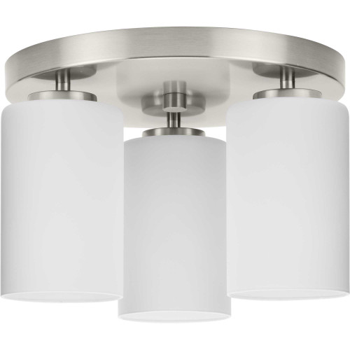Cofield Collection 12 in. Three-Light Brushed Nickel Transitional Flush Mount (P350238-009)
