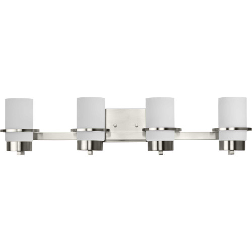 Reiss Collection Four-Light Modern Farmhouse Brushed Nickel Vanity Light (P300416-009)