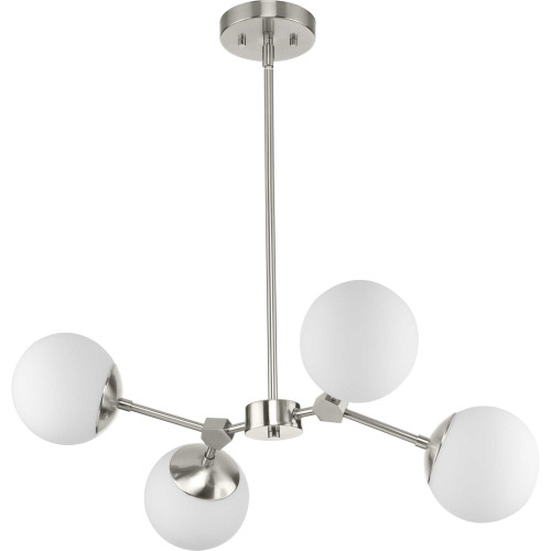 Haas Collection Four-Light Brushed Nickel Mid-Century Modern Chandelier (P400307-009)