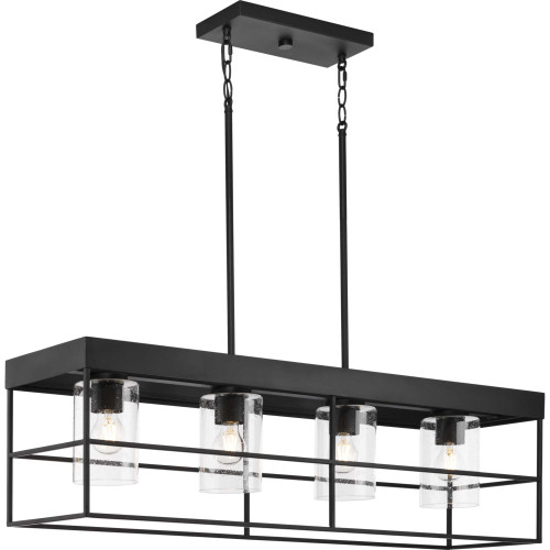 Burgess Collection Four-Light Matte Black Modern Farmhouse Island Light (P400312-31M)