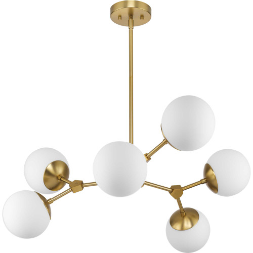 Haas Collection Six-Light Brushed Bronze Mid-Century Modern Chandelier (P400308-109)