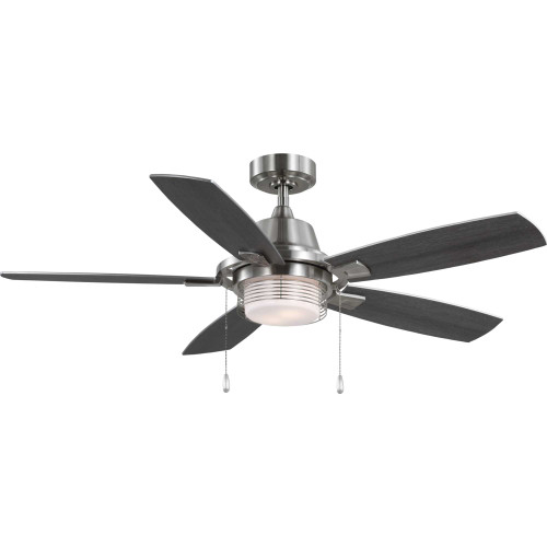 Freestone Collection 52 in. Five-Blade Brushed Nickel Transitional Ceiling Fan with LED lamped Light Kit (P250095-009-WB)