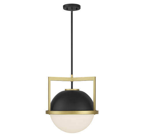 Carlysle 1-Light Pendant in Matte Black with Warm Brass Accents (7-4600-1-143)