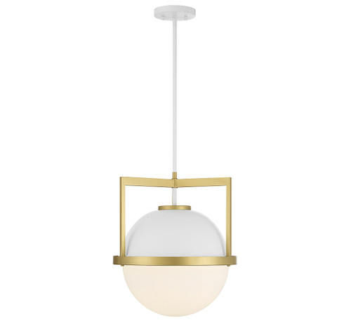 Carlysle 1-Light Pendant in White with Warm Brass Accents (7-4600-1-142)