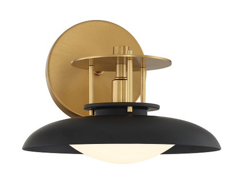 Gavin 1-Light Wall Sconce in Matte Black with Warm Brass Accents (9-1686-1-143)