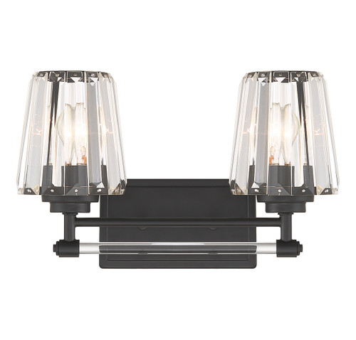 Garnet 2-Light Bathroom Vanity Light in Matte Black (8-6001-2-BK)