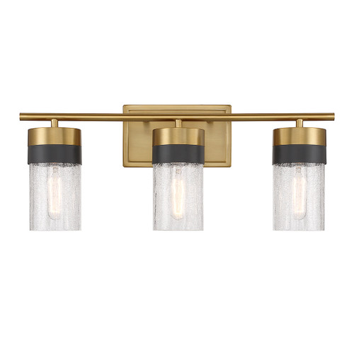 Brickell 3-Light Bathroom Vanity Light in Warm Brass and Black (8-3600-3-322)