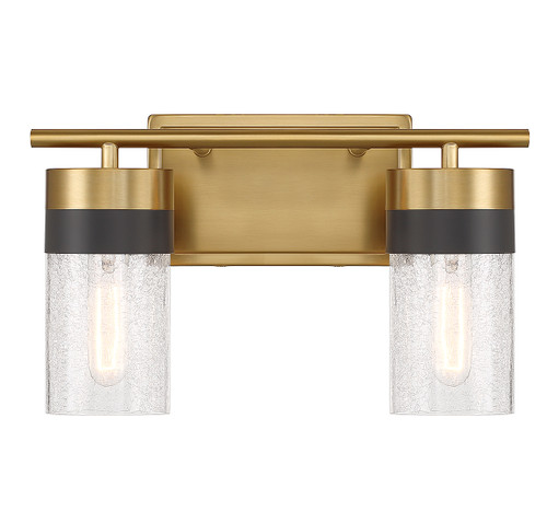 Brickell 2-Light Bathroom Vanity Light in Warm Brass and Black (8-3600-2-322)