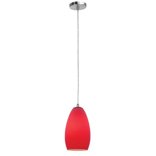 Shava Inari Silk Brushed Steel 1 Light Pendant (28312-BS/RED)