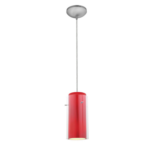 Glass`n Glass Cylinder Brushed Steel LED Pendant (28033-4C-BS/CLRD)
