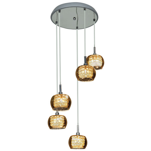 Glam Chrome 5 Light Cluster Pendant (52118-CH/MIR)