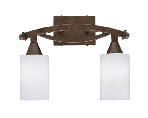 Bow 2 Light Bath Bar Shown In Bronze Finish With 4" White Marble Glass (172-BRZ-3001)