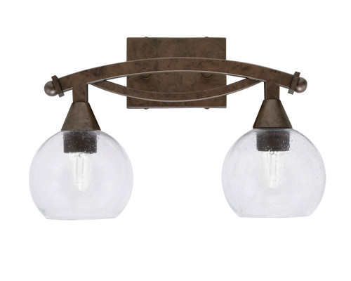 Bow 2 Light Bath Bar Shown In Bronze Finish With 5.75" Clear Bubble Glass  (172-BRZ-4100)