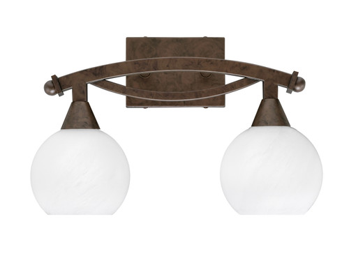 Bow 2 Light Bath Bar Shown In Bronze Finish With 5.75" White Marble Glass (172-BRZ-4101)