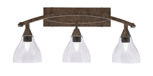 Bow 3 Light Bath Bar Shown In Bronze Finish With 6.25" Clear Bubble Glass (173-BRZ-4760)