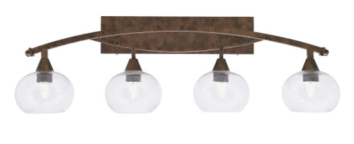 Bow 4 Light Bath Bar Shown In Bronze Finish With 7" Clear Bubble Glass (174-BRZ-202)