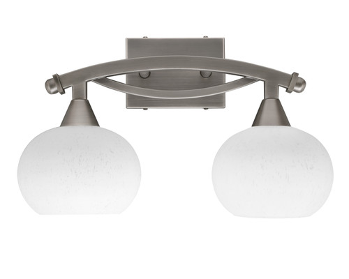 Bow 2 Light Bath Bar Shown In Brushed Nickel Finish With 7" White Muslin Glass (172-BN-212)