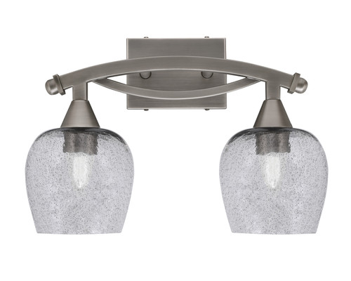 Bow 2 Light Bath Bar Shown In Brushed Nickel Finish With 6" Smoke Bubble Glass (172-BN-4812)