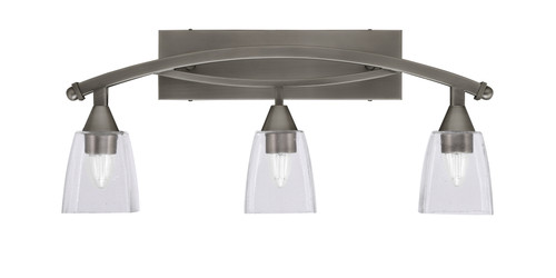Bow 3 Light Bath Bar Shown In Brushed Nickel Finish With 4.5" Clear Bubble Glass (173-BN-461)