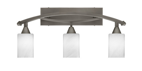 Bow 3 Light Bath Bar Shown In Brushed Nickel Finish With 4" White Marble Glass (173-BN-3001)