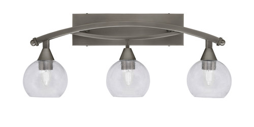 Bow 3 Light Bath Bar Shown In Brushed Nickel Finish With 5.75" Clear Bubble Glass  (173-BN-4100)