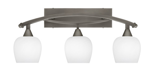 Bow 3 Light Bath Bar Shown In Brushed Nickel Finish With 6" White Marble Glass (173-BN-4811)