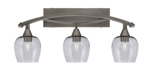 Bow 3 Light Bath Bar Shown In Brushed Nickel Finish With 6" Smoke Bubble Glass (173-BN-4812)