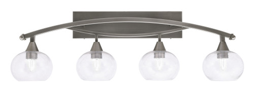 Bow 4 Light Bath Bar Shown In Brushed Nickel Finish With 7" Clear Bubble Glass (174-BN-202)
