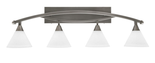 Bow 4 Light Bath Bar Shown In Brushed Nickel Finish With 7" White Muslin Glass (174-BN-312)
