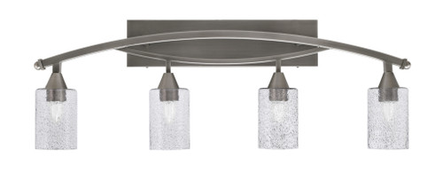 Bow 4 Light Bath Bar Shown In Brushed Nickel Finish With 4" Smoke Bubble Glass (174-BN-3002)