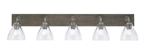 Oxbridge 5 Light Bath Bar In Graphite & Painted Distressed Wood-look Metal Finish With 6.25" Clear Bubble Glass (1775-GPDW-4760)