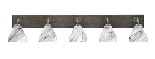 Oxbridge 5 Light Bath Bar In Graphite & Painted Distressed Wood-look Metal Finish With 6.25" Onyx Swirl Glass (1775-GPDW-4769)
