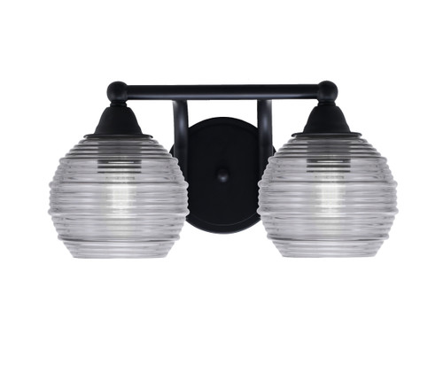 Paramount 2 Light Bath Bar In Matte Black Finish With 6" Smoke Ribbed Glass (3422-MB-5112)
