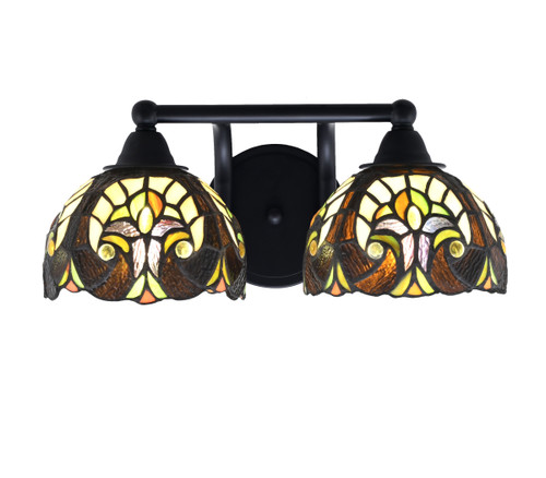 Paramount 2 Light Bath Bar In Matte Black Finish With 7" Ivory Cypress Art Glass (3422-MB-9945)