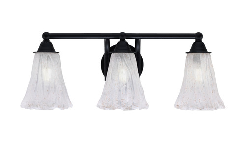 Paramount 3 Light Bath Bar In Matte Black Finish With 5.5" Fluted Italian Ice Glass (3423-MB-729)