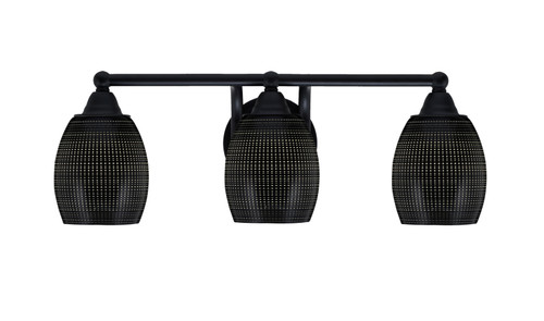 Paramount 3 Light Bath Bar In Matte Black Finish With 5" Black Matrix Glass (3423-MB-4029)