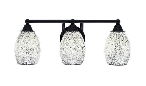 Paramount 3 Light Bath Bar In Matte Black Finish With 5" Black Fusion Glass (3423-MB-4165)