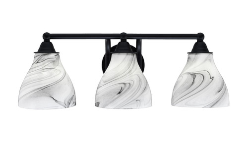 Paramount 3 Light Bath Bar In Matte Black Finish With 6.25" Onyx Swirl Glass (3423-MB-4769)