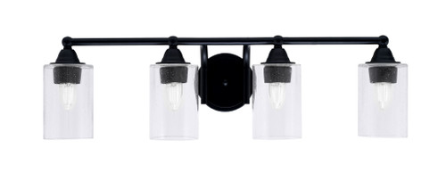 Paramount 4 Light Bath Bar In Matte Black Finish With 4" Clear Bubble Glass (3424-MB-300)